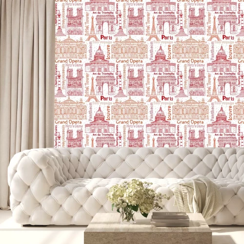 Tapete Gezeichnetes nahtloses Vektormuster Paris-Marksteine ​​Hand