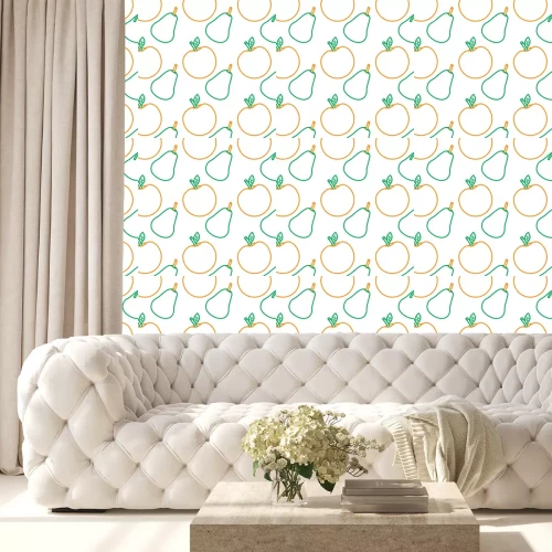 Tapete Minimalistische bunte Äpfel und Birnen