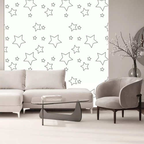 Sticker Weiße Sterne mit schwarzen Konturen Grafik