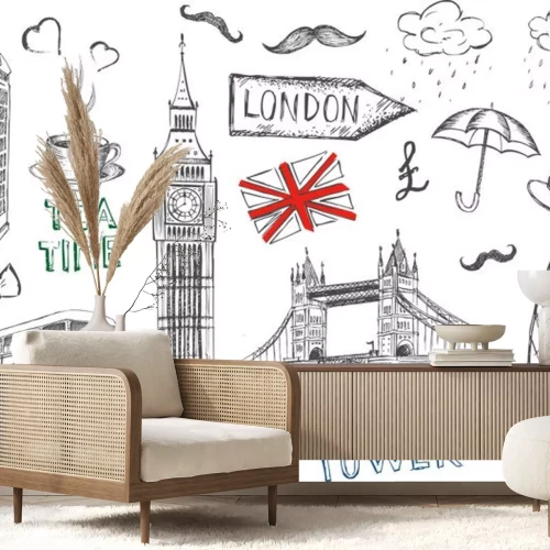 Sticker Satz von England-Symbolen.