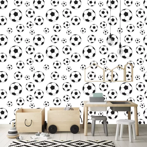 Tapete Nahtloses Muster mit Fußballbällen