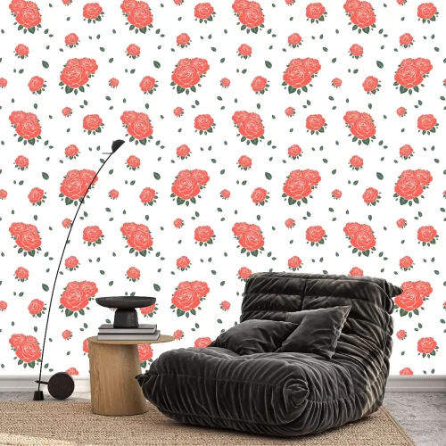 Tapete Englische Rosen auf wei?em Hintergrund Grafik