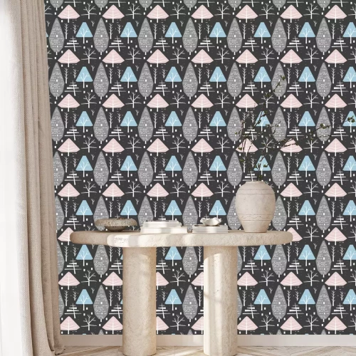 Tapete Bäume und Sträucher im Winterwald