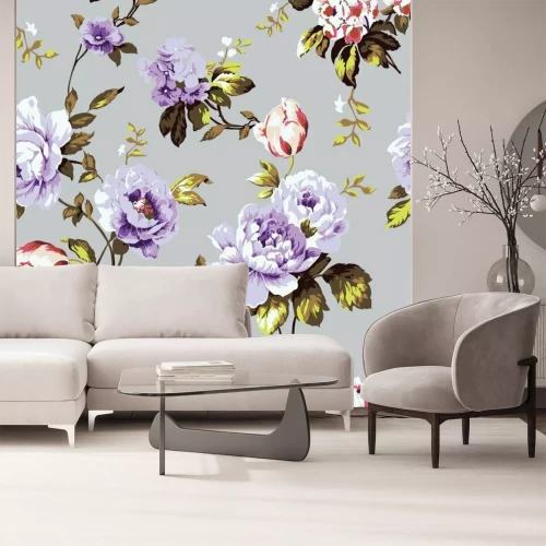 Fototapete Violette Magnolien im Shabby Stil