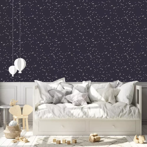 Tapete Schwarzes Motiv mit verstreuten weißen Punkten