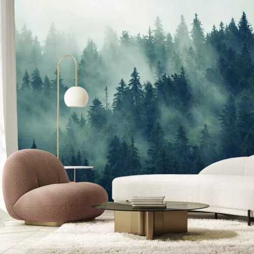 Fototapete Dunkler, nebelverhangener wald