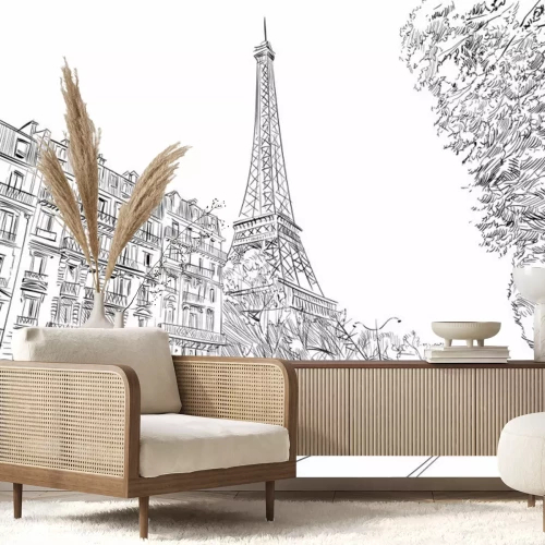 Sticker Eiffelturm Vektor Skizze. Paris, Frankreich. Hand gezeichnete vektorabbildung