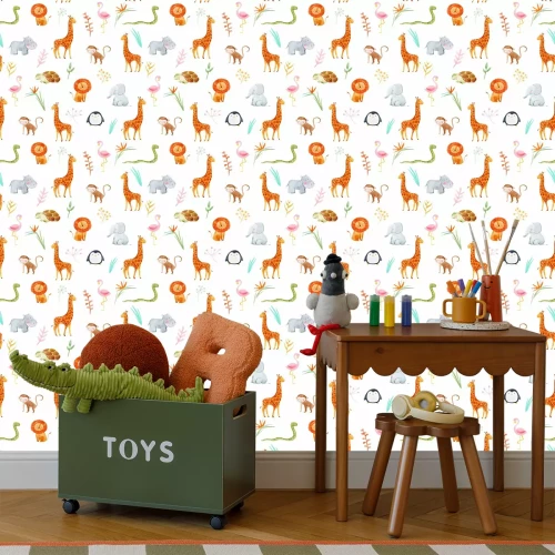 Tapete Aquarell Tiere Safari