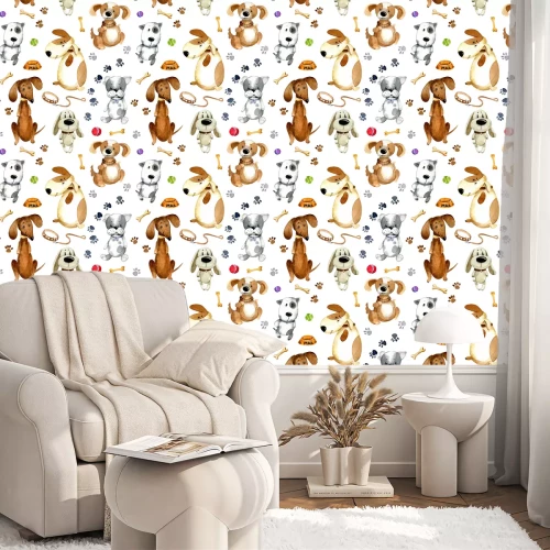 Tapete Hundenäpfe und Bälle