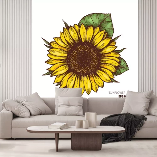 Sticker Sonnenblume auf einer Vintage-Zeichnung