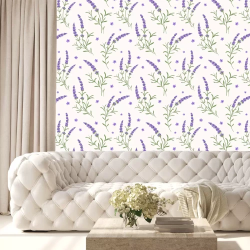 Tapete Vector Lavendel nahtlose Muster. Schöner und eleganter Lavendel blüht Hintergrund