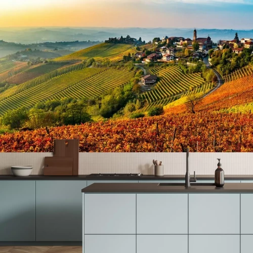 Fototapete Italienisches Dorf von der Langhe-Region in Italien