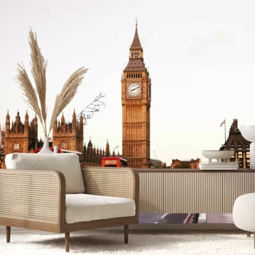 Fototapete Morgendlicher Landschaftsblick auf London mit Big Ben