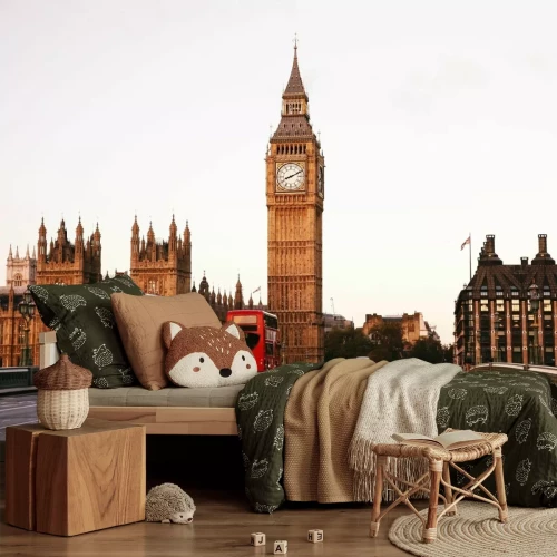 Fototapete Morgendlicher Landschaftsblick auf London mit Big Ben