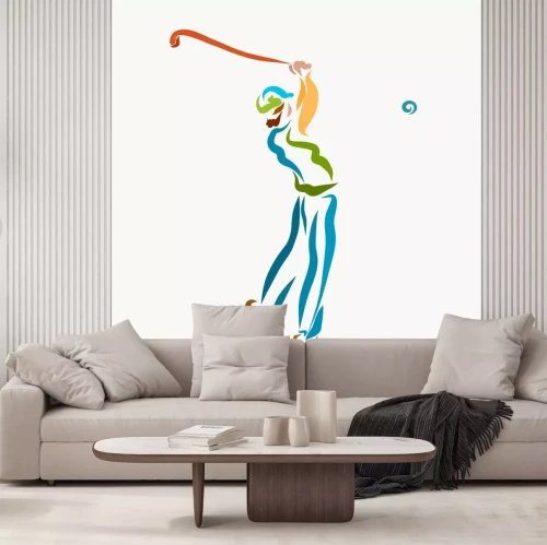 Sticker Ein Mann mit einem Golfschläger, Golf spielend