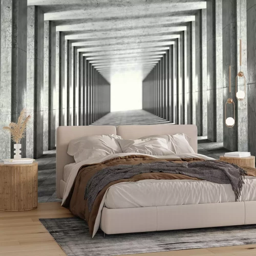 Sticker 3d grauer Korridor mit Säulen