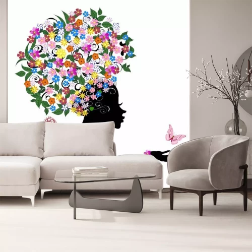 Sticker Mädchen mit Blumen auf dem Kopf