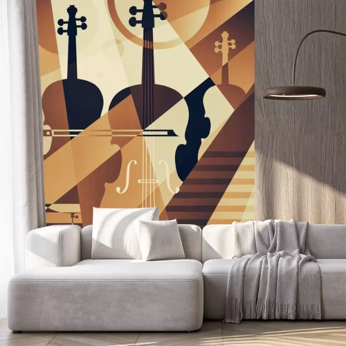 Sticker Musik-Saiteninstrumente in Erdfarben