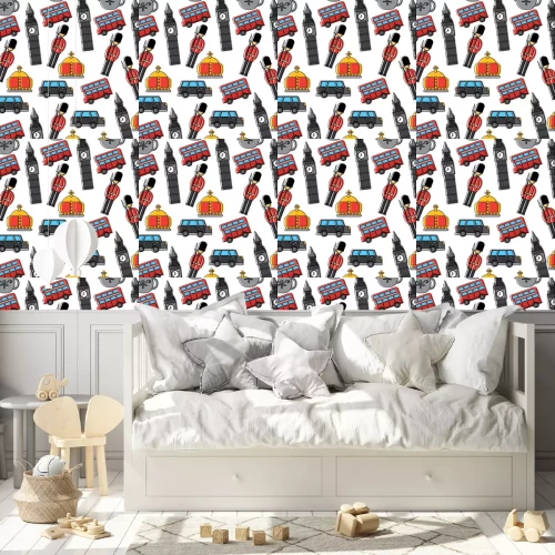 Tapete Bewachung Big Ben Doppel Decker Bus Krone London Vereinigtes Königreich Musterbild Vektor Illustration Design