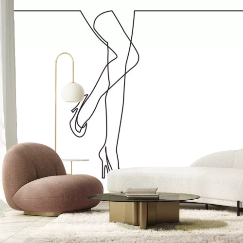 Sticker durchgehende Strichzeichnung von sexy Frauenbeinen in den hohen Absätzen