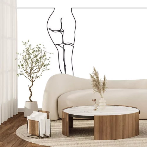 Sticker kontinuierliche Strichzeichnung von sexy Frau Beine in Strümpfen