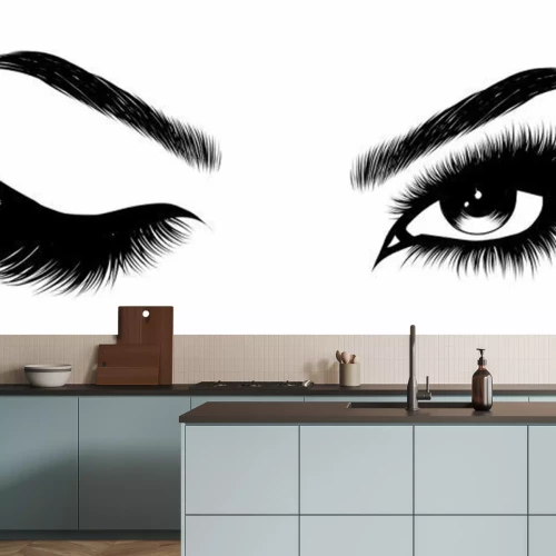 Fototapete Augen mit perfektem Cartoon-Make-up