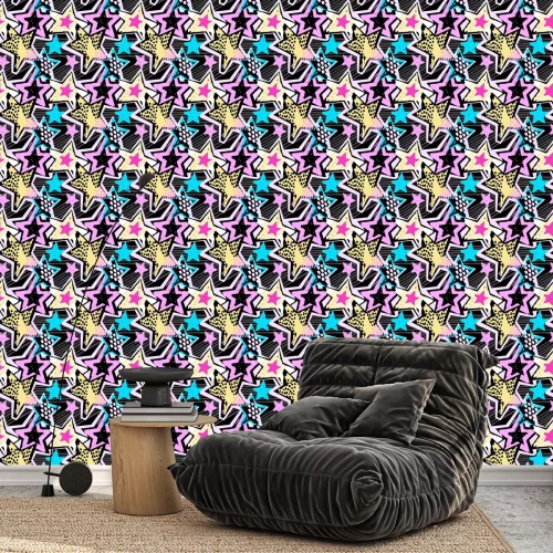 Tapete Bunte Graffiti-Sterne der Straßenkunst