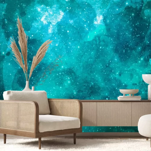 Fototapete Sterne von türkisfarbenen Galaxien