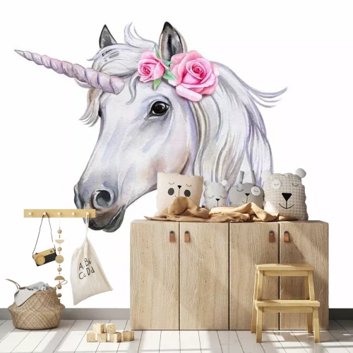 Sticker Fantasy Einhorn mit Blumen