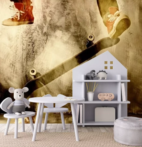 Fototapete Skateboard Trick in Bewegung