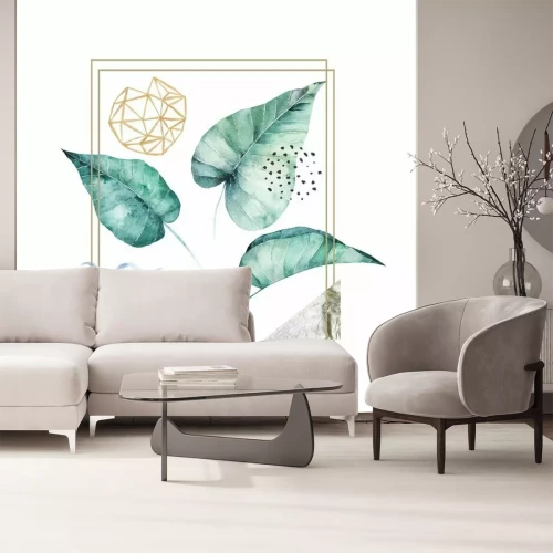 Sticker Aquarell Blätter gesetzt. Hand gezeichnete Illustration. Einzelnes Bild