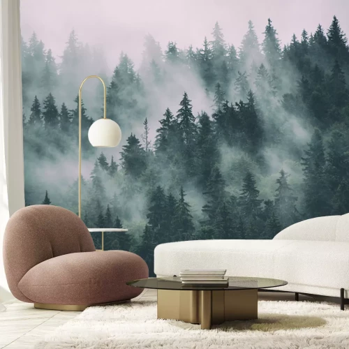 Fototapete Baumsilhouetten an einem düsteren morgen