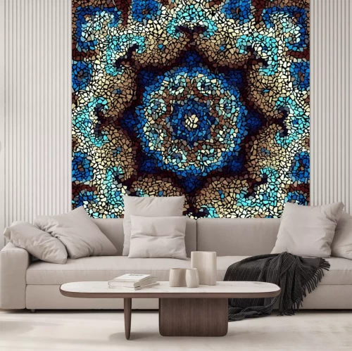 Sticker Nahtlose Hintergrundmuster. Unregelmäßiges dekoratives geometrisches Mosaikkunstfliesenmuster von den unebenen defekten Stücken.