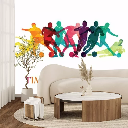 Sticker Bunter Hintergrund des Fußballs (Fußball). Vektor-Illustration