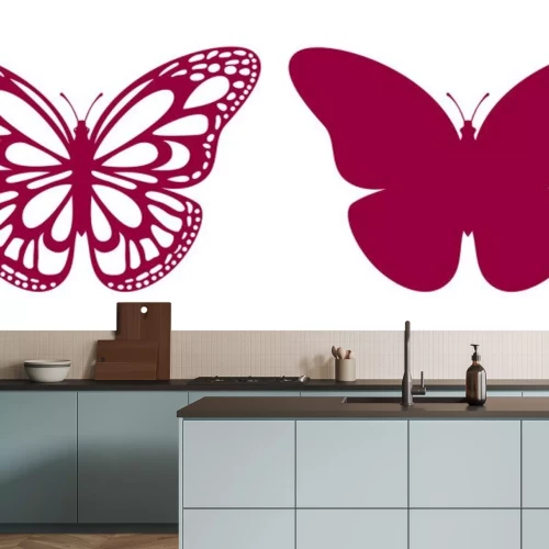 Sticker Zwei Grafiken, die den Umriss eines Schmetterlings darstellen