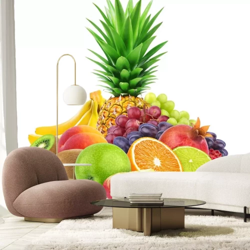 Sticker 3D Obst in einem bunten Stapel angeordnet