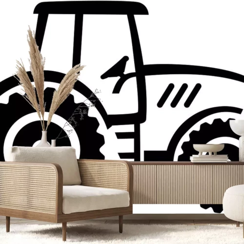 Sticker Gezeichnetes Weiß des Landwirts Traktor