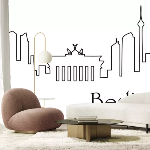 Sticker Linienzeichnungshintergrund Berlin-Stadt eine