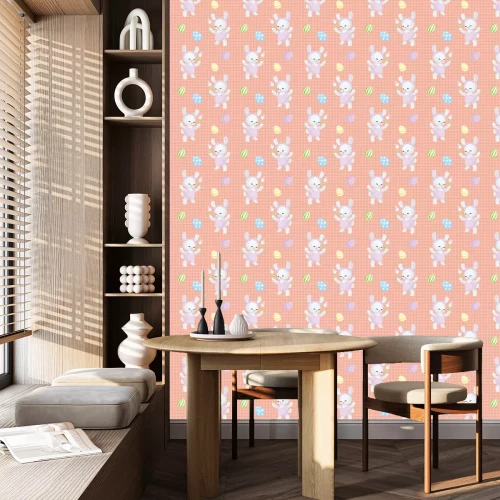 Tapete Häschen und bunte Eier