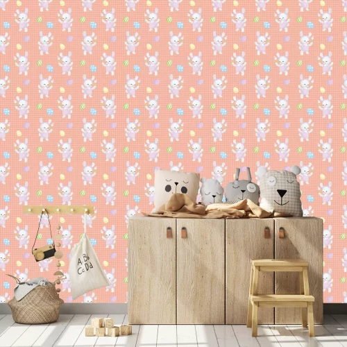 Tapete Häschen und bunte Eier