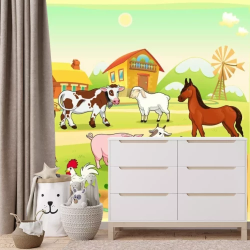Fototapete Nutztiere auf dem Bauernhof