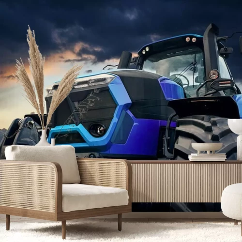 Fototapete 3d Traktor blau