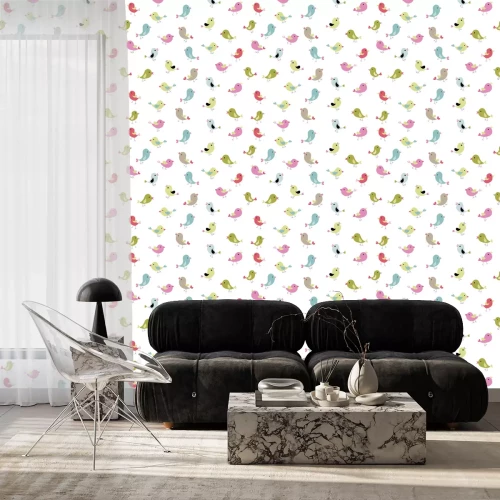 Tapete Bunte kleine Vögel