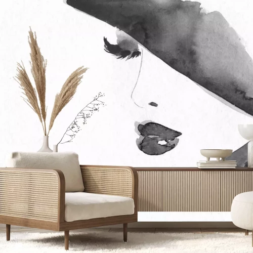 Fototapete Frauengesicht mit Hut