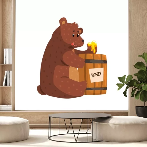 Sticker Bär beim Honigfass