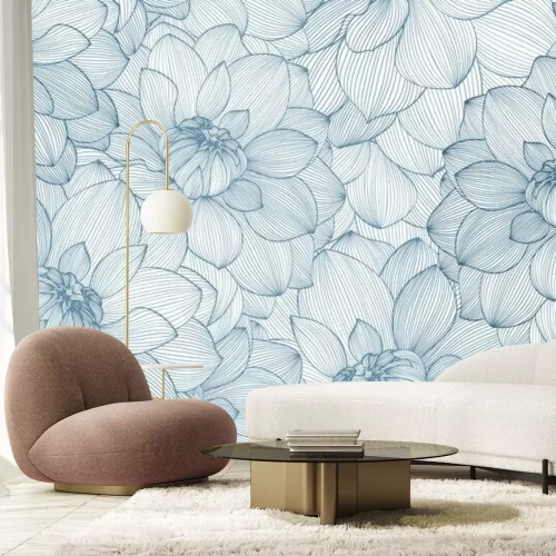 Sticker Skizze von blauen Blumen