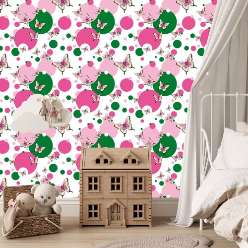 Tapete Tupfen und Schmetterlinge