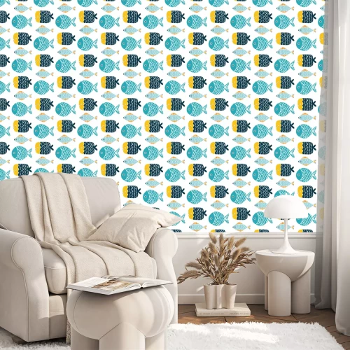 Tapete Ein Schwarm bunter Fische