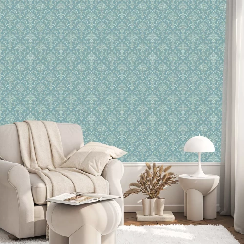 Tapete Hellblaues elegantes nahtloses Muster in der Weinleseart.