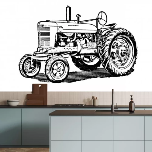 Sticker Weinlese-Retro- Traktor-Landwirtschafts-Maschinerie-Illustration